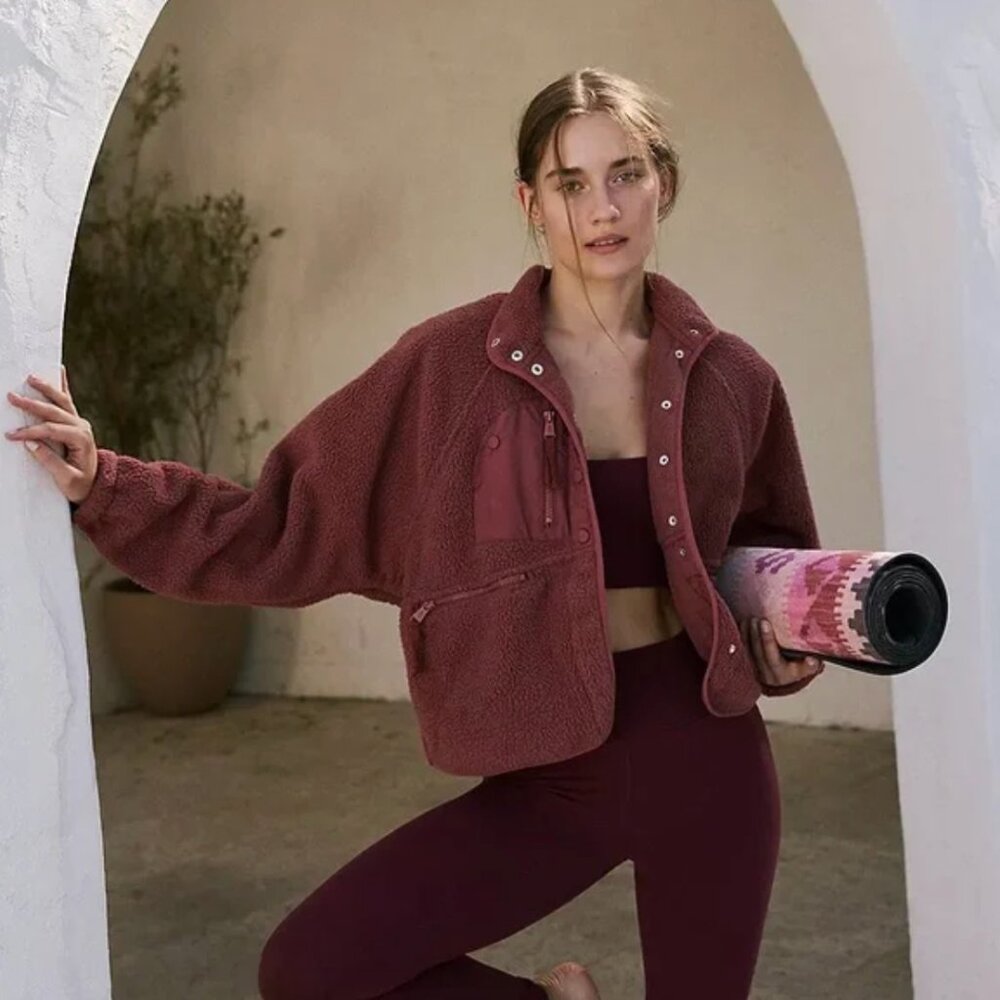 Free People Hit the Slopes Fleece Henna Jacket XS